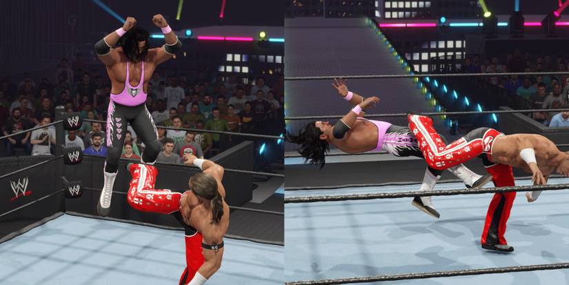 Shawn Michael hitting the catch superkick