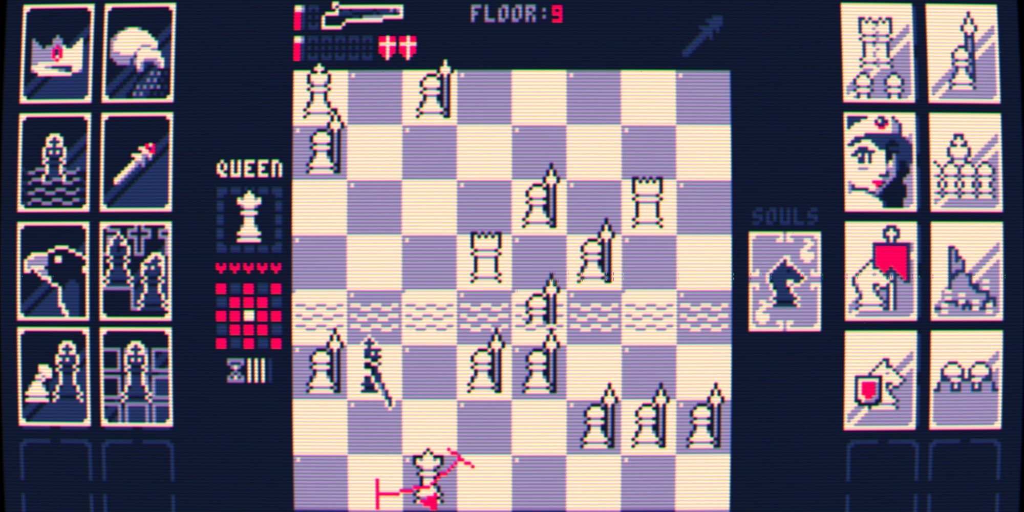 A player choosing their move in Shotgun King: The Final Checkmate
