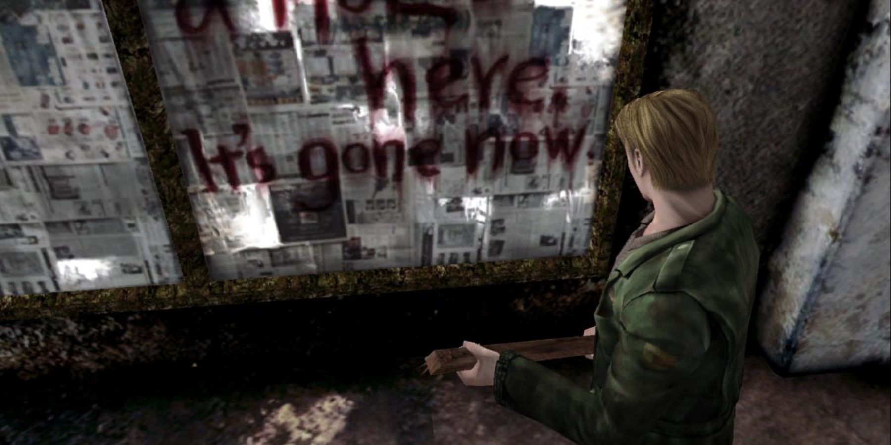 James Sunderland looking at a window in Silent Hill 2 