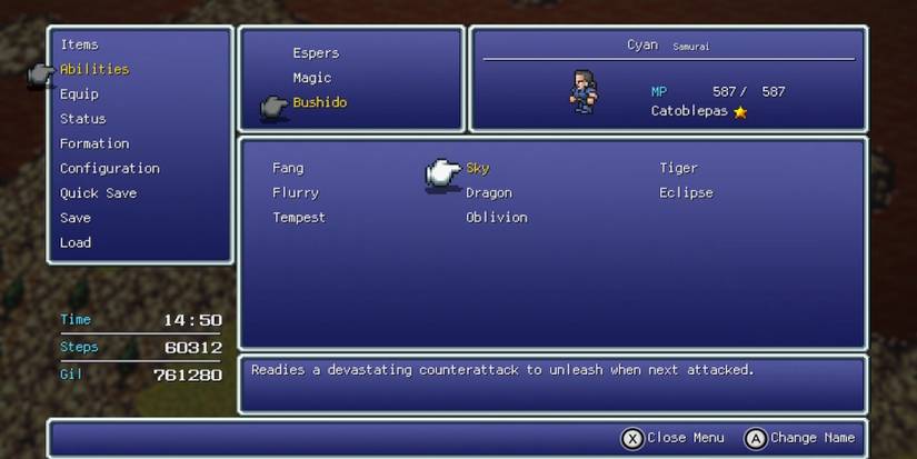 Sky, Cyan’s ability in Final Fantasy 6