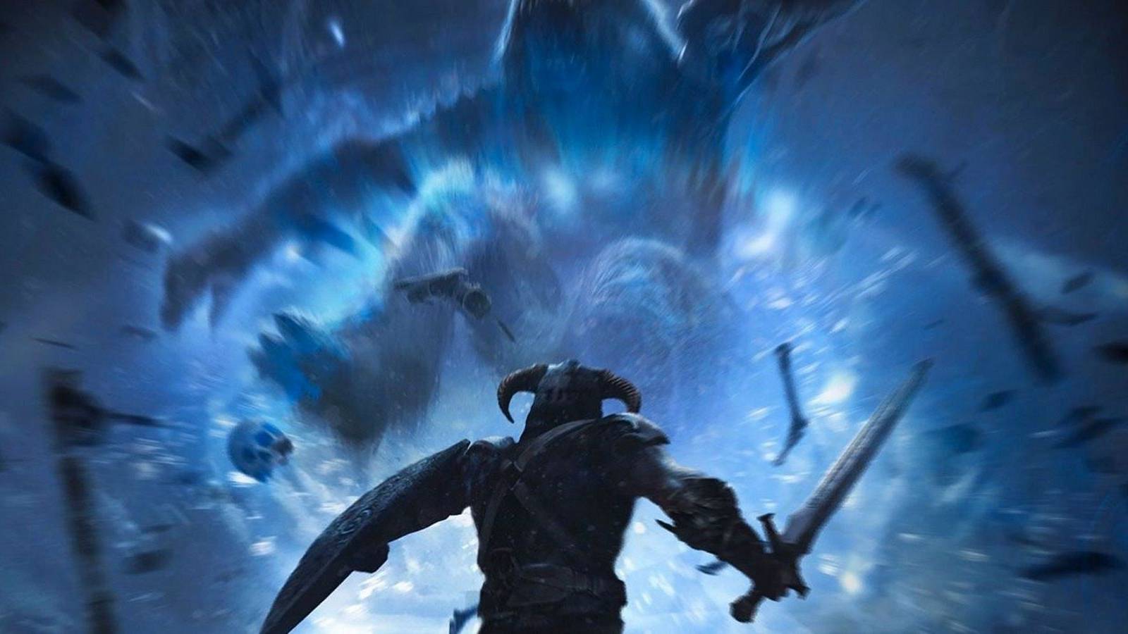 skyrim player uses shout on group of guards