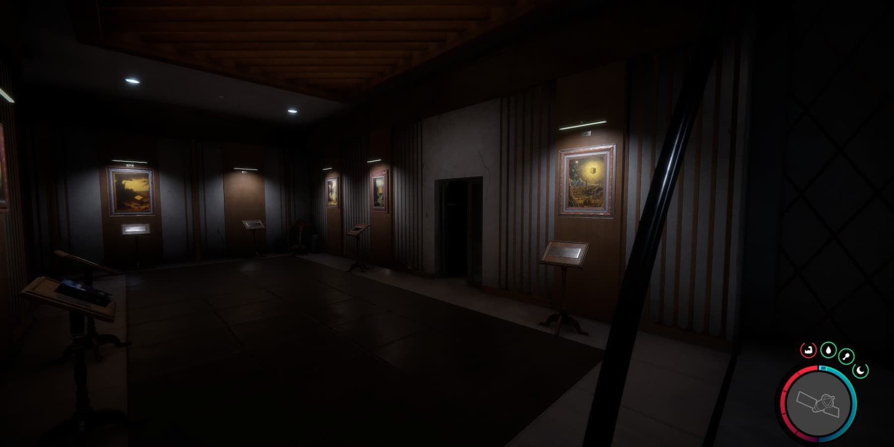 The entrance to a lounge past a gallery in Sons of the Forest