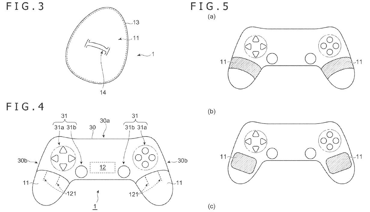 A pair of patent images for a new Sony controller that can change temperature.
