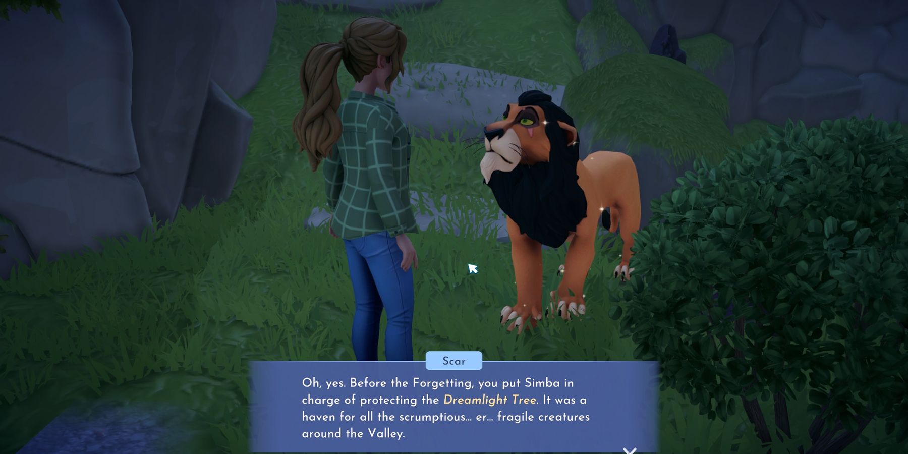 speaking with scar in disney dreamlight valley