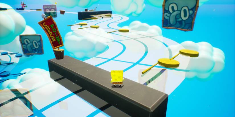 Spongebob facing musical notation platforms