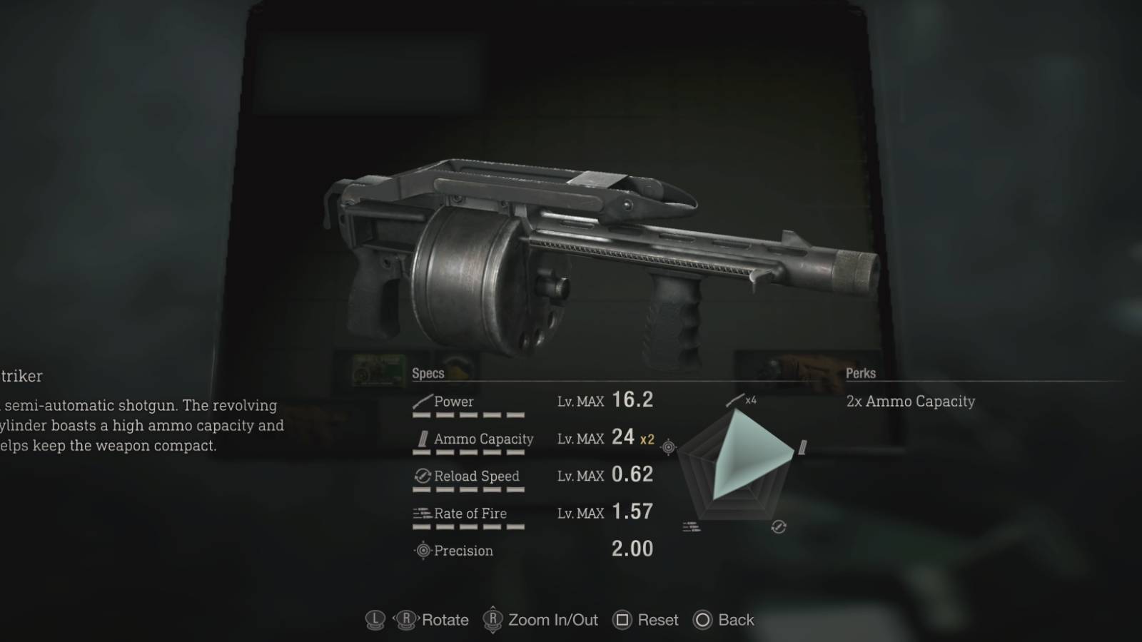 The Striker shotgun in Resident Evil 4 remake