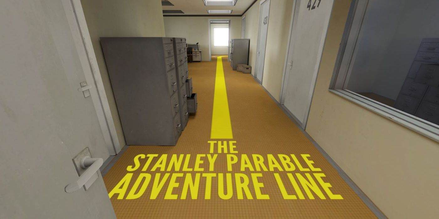 The yellow adventure line from The Stanley Parable