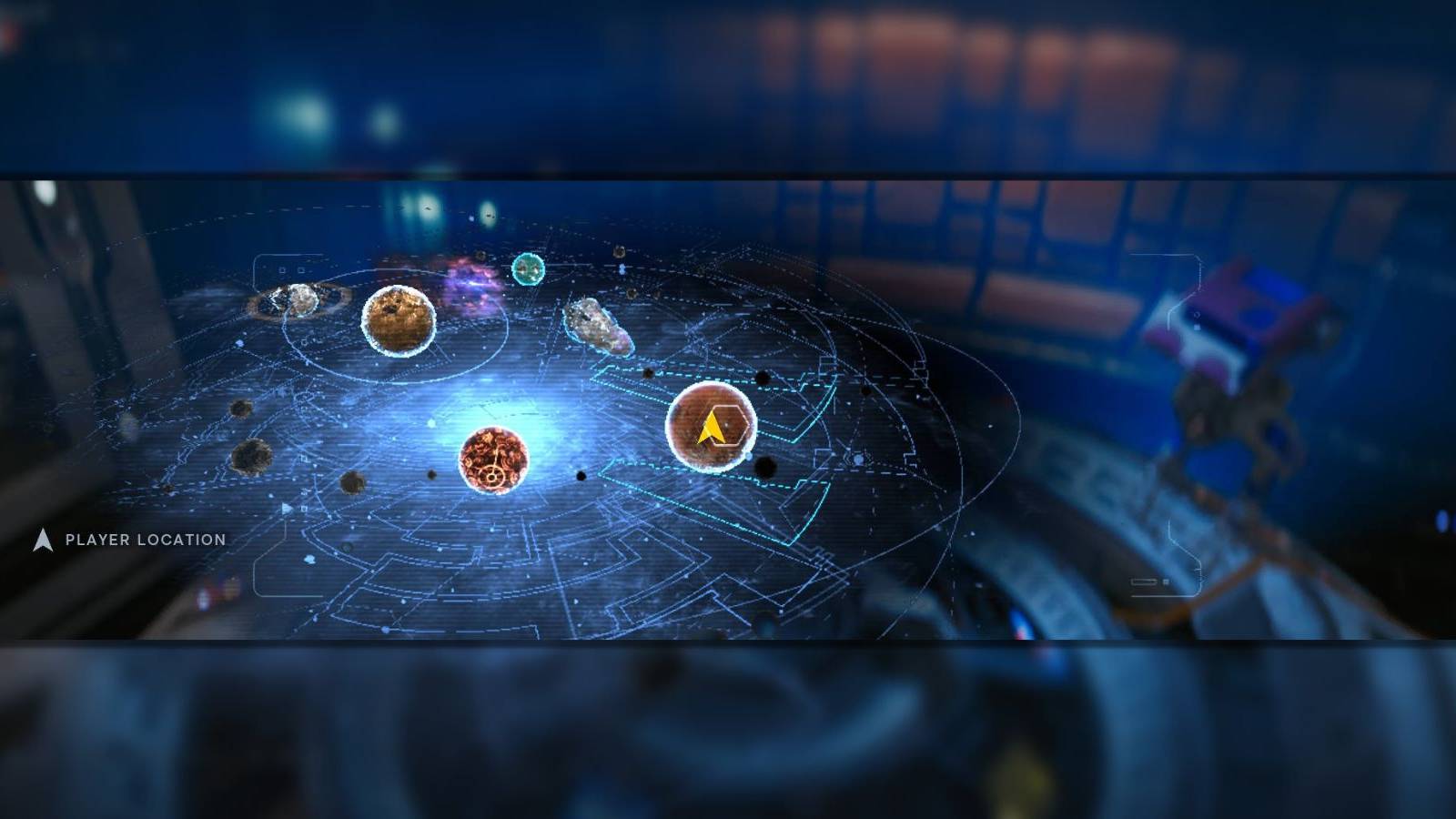 image showing a holographic map of all planets in star wars jedi survivor.