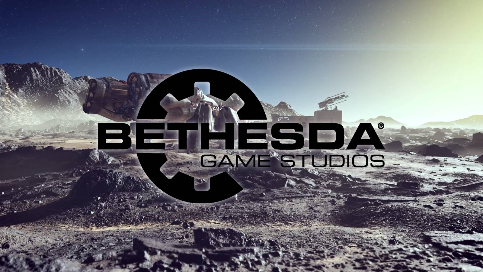 Screenshot of Starfield underneath the logo for Bethesda Game Studios
