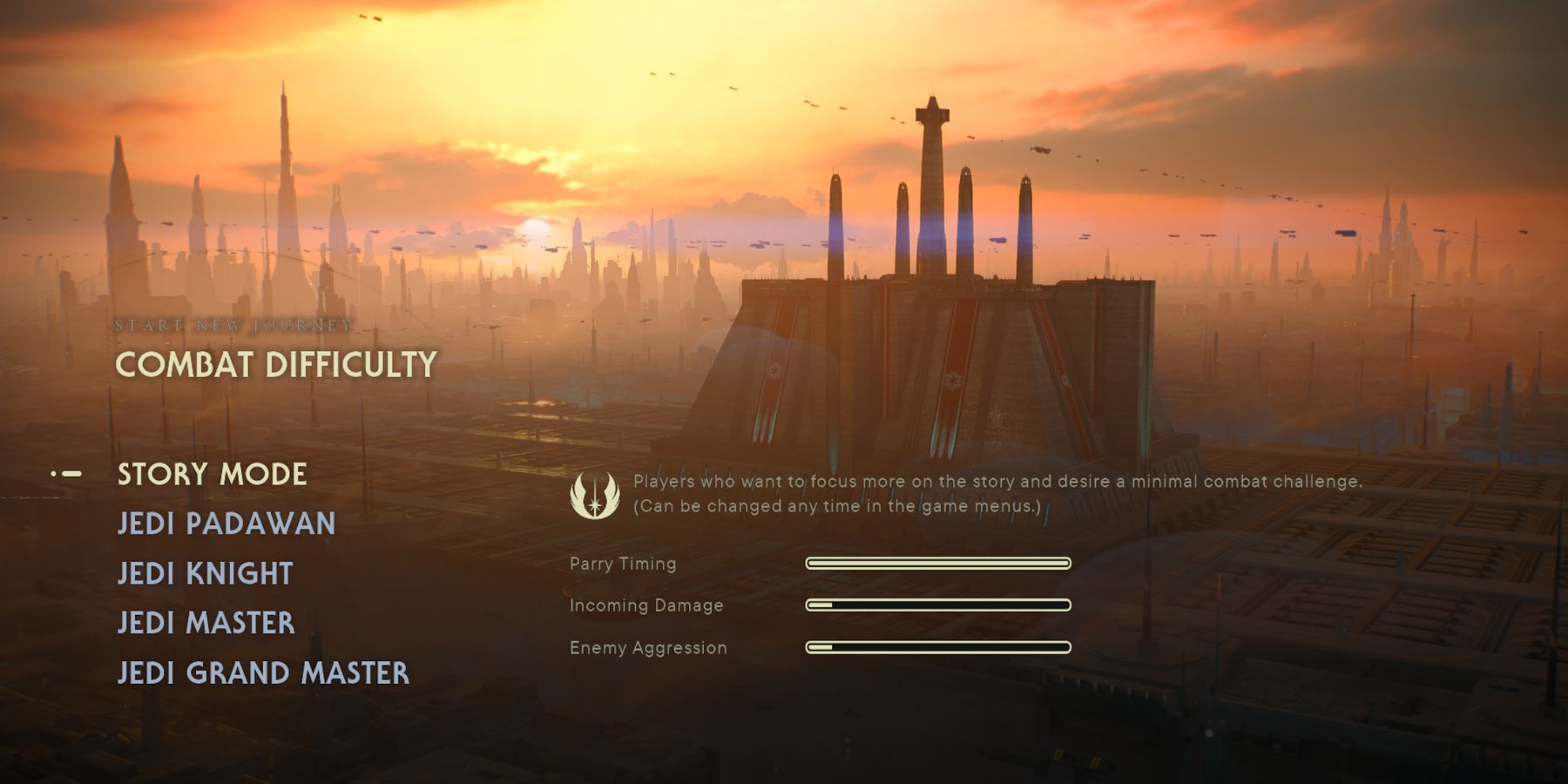 image showing story mode difficulty setting in star wars jedi survivor.