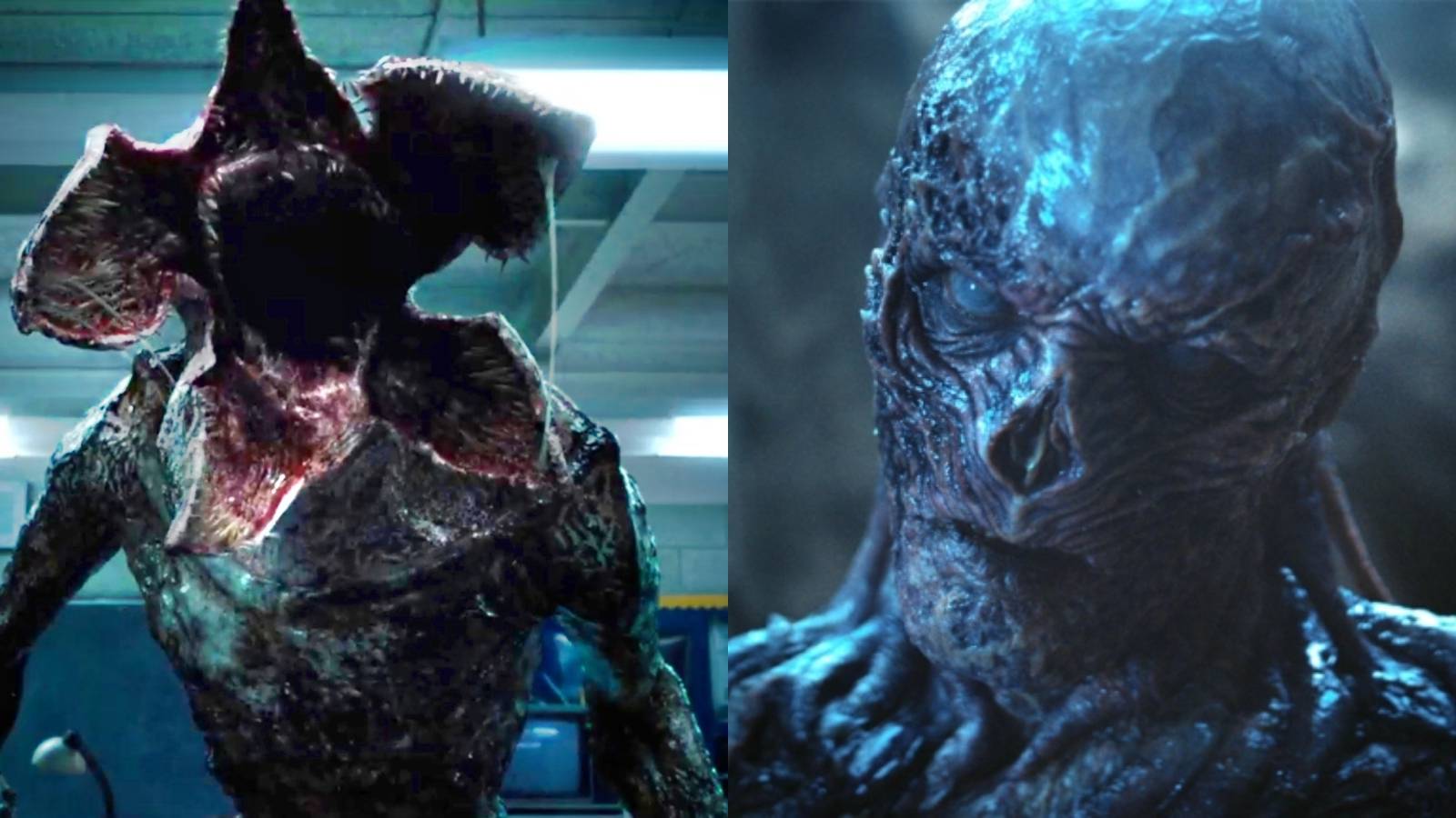 Split image of The Demogorgon and Vecna on Stranger Things