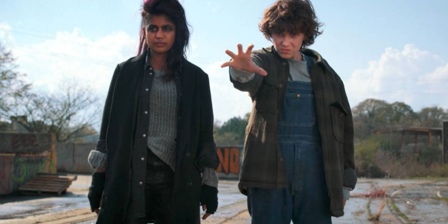 Kali standing next to Eleven using her powers in Stranger Things