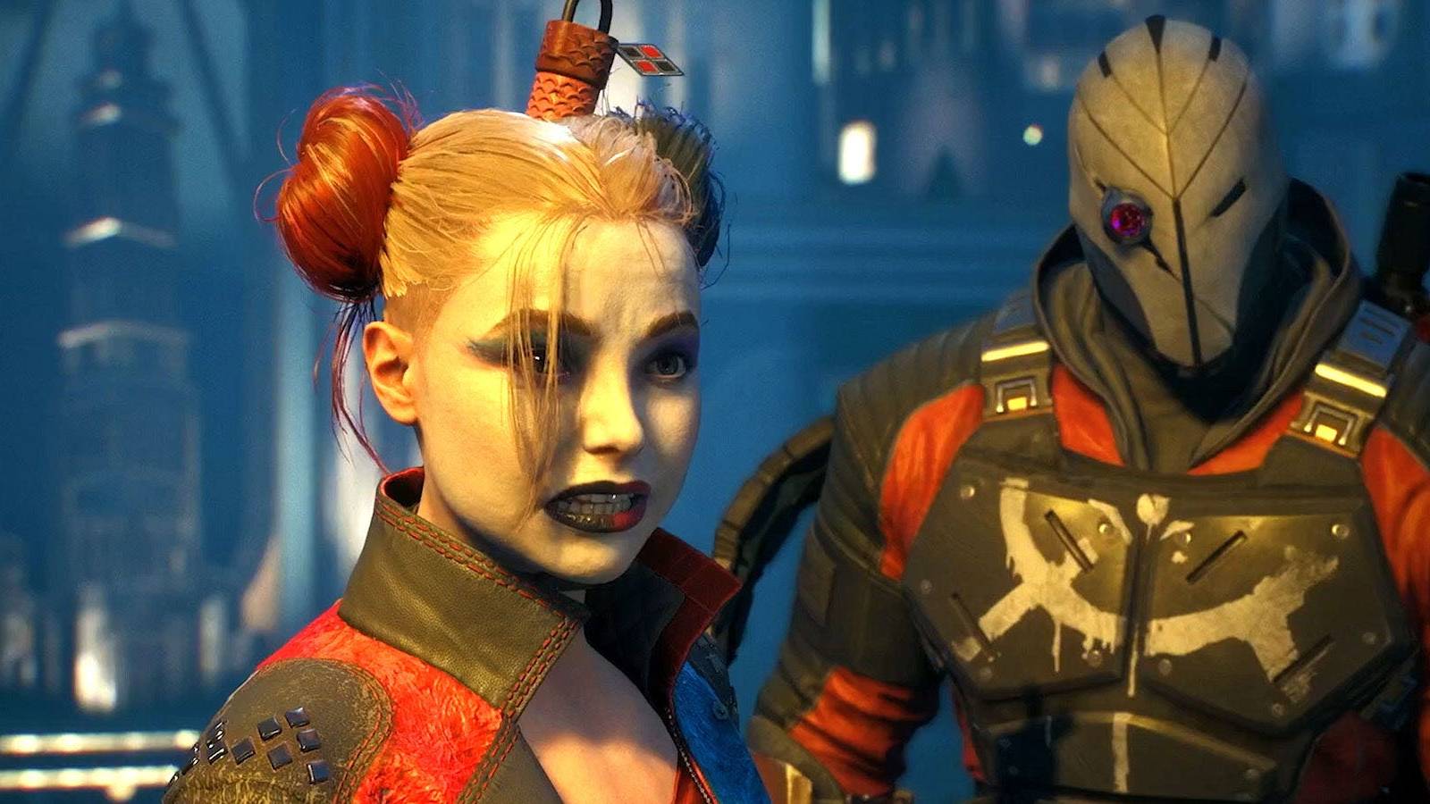 A screenshot of Harley Quinn and Deadshot in Suicide Squad: Kill the Justice League.