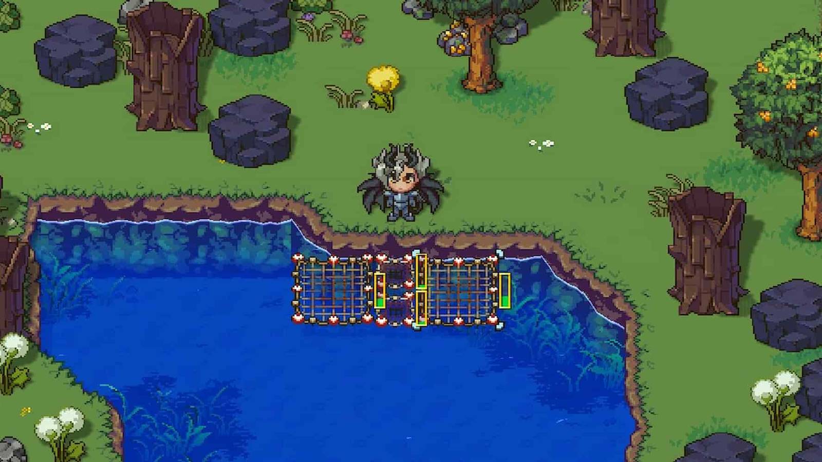 Fishing nets in the farm pond in Sun Haven