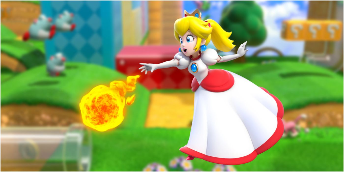 Peach throwing a fireball, Super Mario 3D World