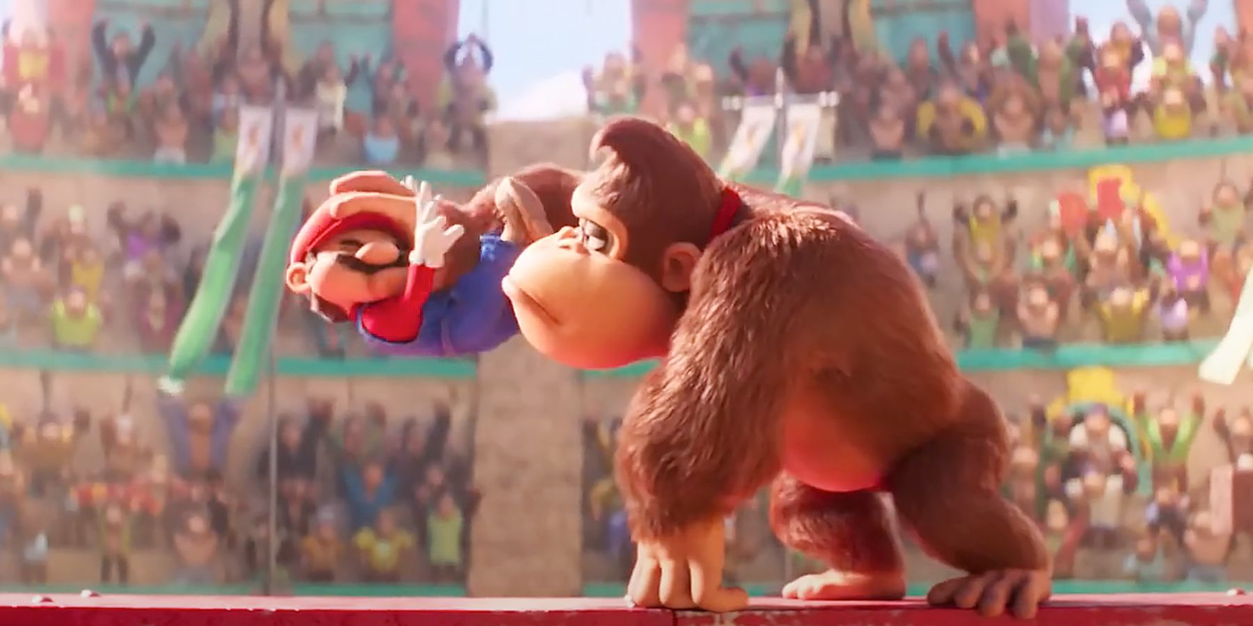 the super mario bros movie donkey kong gripping mario by the head