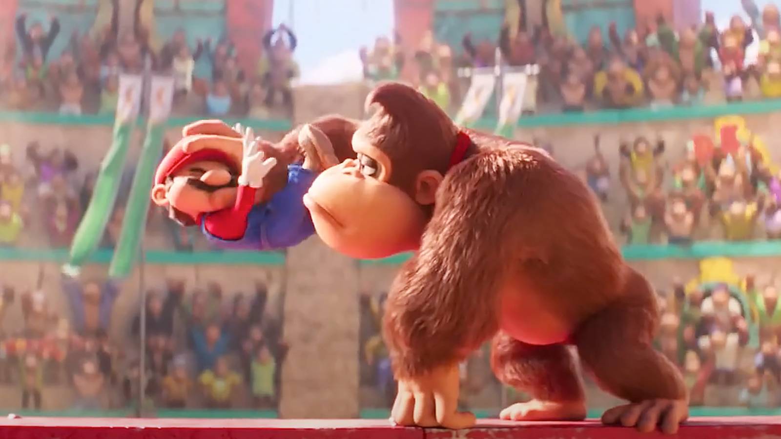 the super mario bros movie donkey kong gripping mario by the head