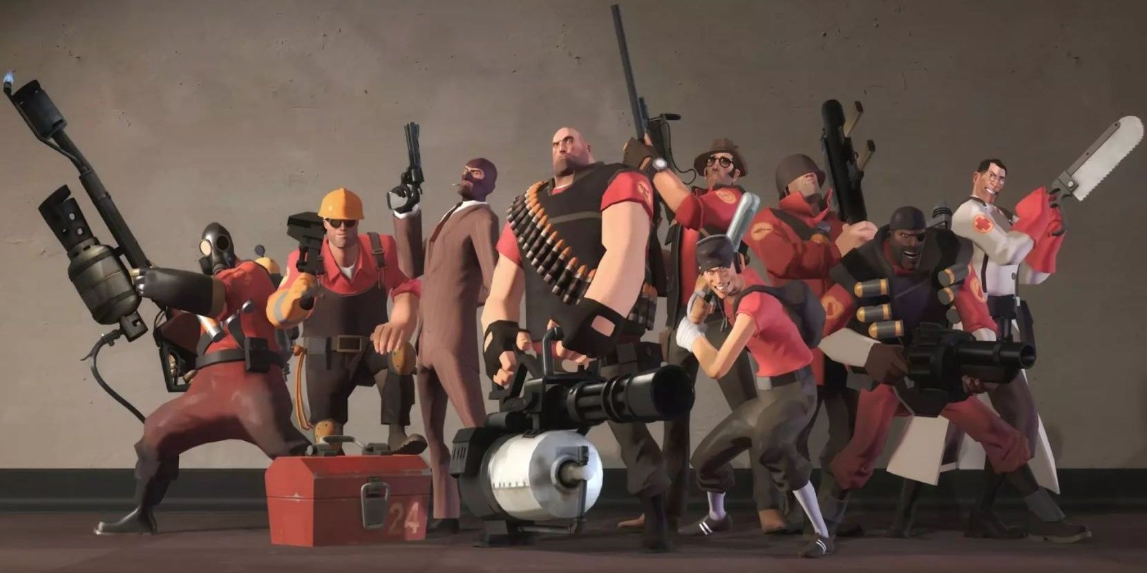 All classes posing together in Team Fortress 2