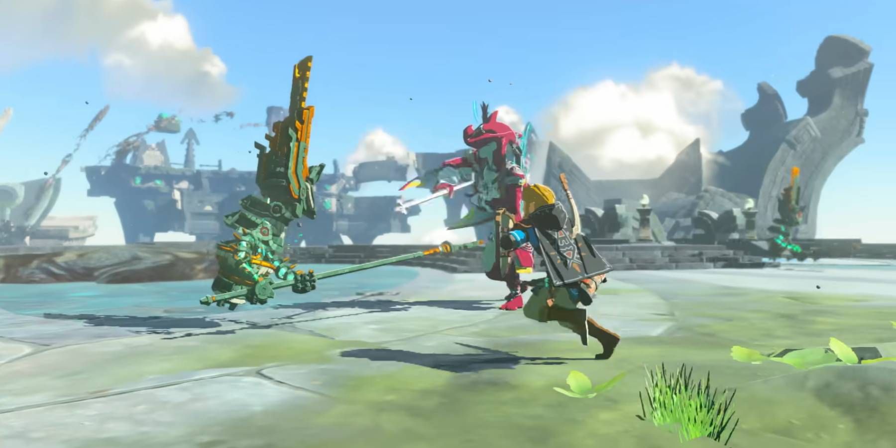 Link and Sidon fighting an enemy in The Legend of Zelda: Tears of the Kingdom
