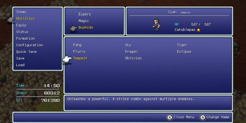 Tempest, Cyan’s ability in Final Fantasy 6