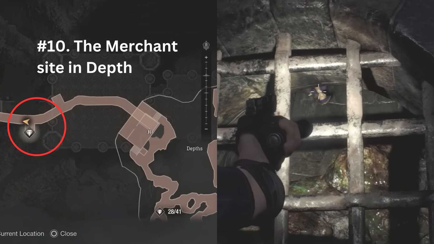 the image shows where to find the 10th hour castellan in the re4 remake.