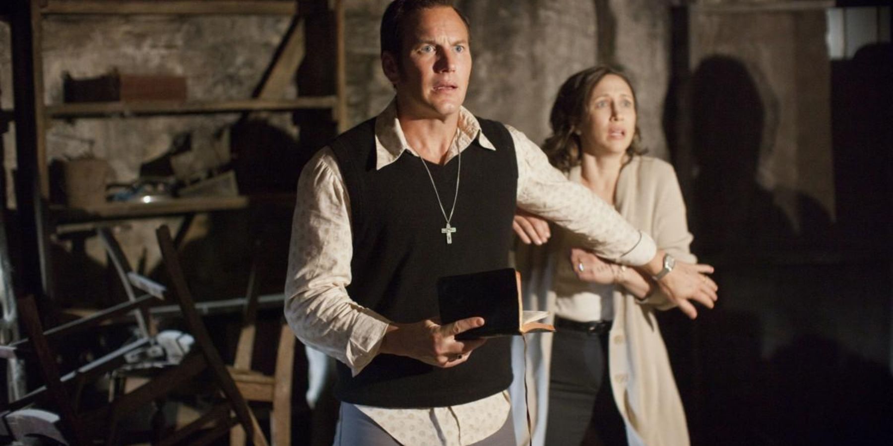 Ed (Patrick Wilson) and Lorraine Warren (Vera Farmiga) in The Conjuring