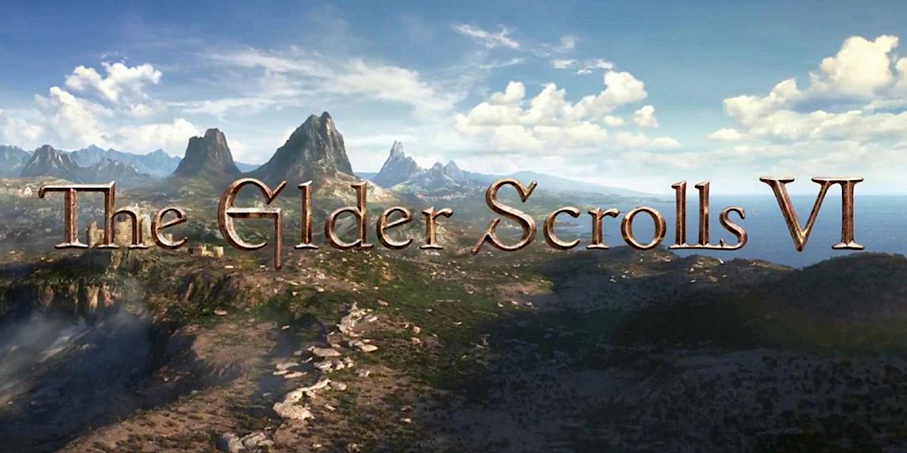 The Elder Scrolls 6 logo above an unnamed piece of land.