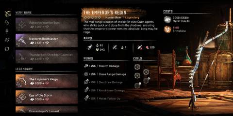 The Emperor's Reign weapon information