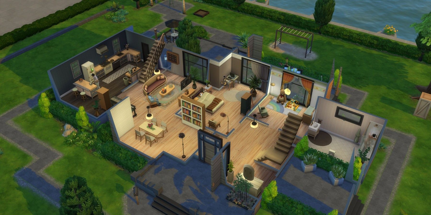 The inside of a house in The Sims 4
