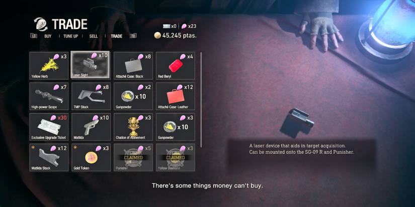 image showing the laser sight weapon attachment in the re4 remake.