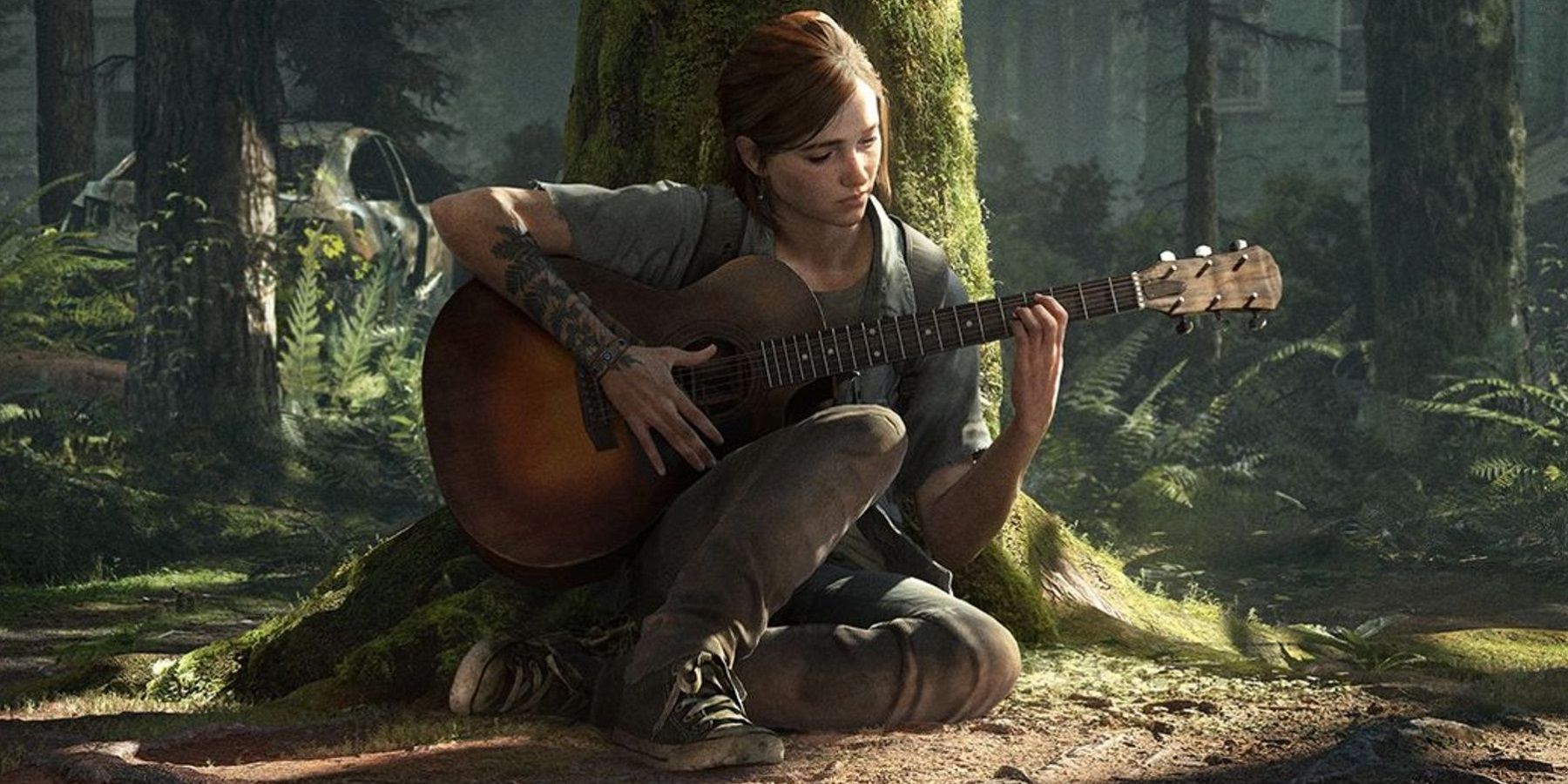 Ellie playing guitar in The Last of Us Part 2