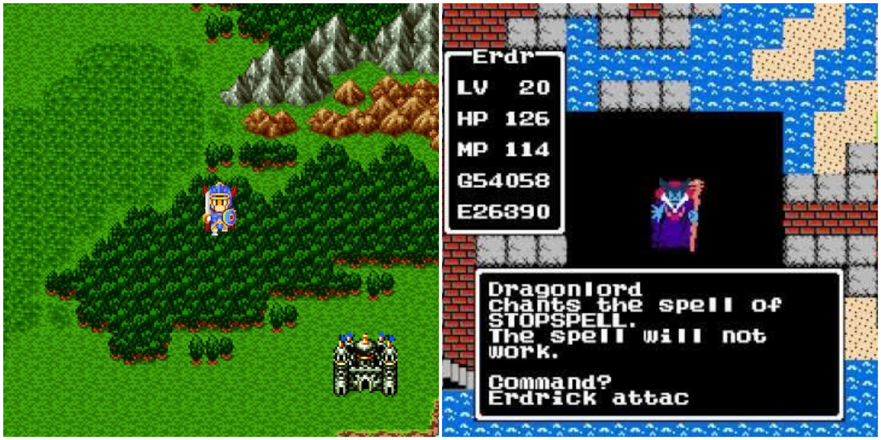 The player character and Dragonlord in Dragon Quest