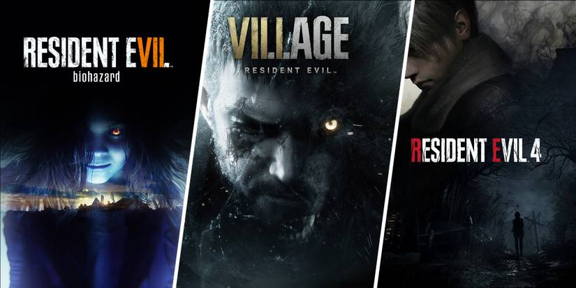 Resident Evil 7, 8, and Remake 4 Box Art