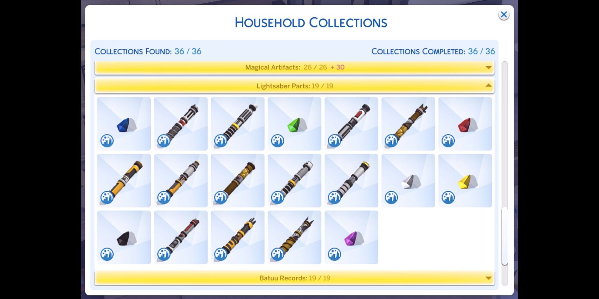 The Sims 4 Lightsaber Parts Collection