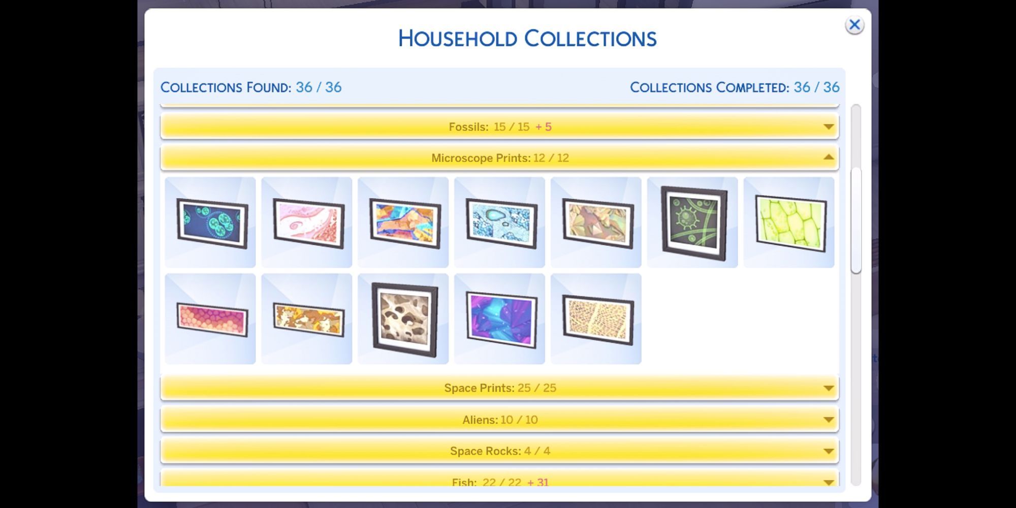 The Sims 4 Microscope Prints Collection