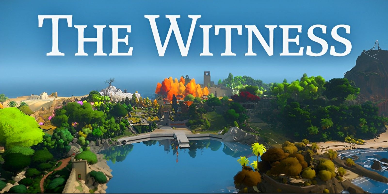 Box art from The Witness showing different forests and landmarks
