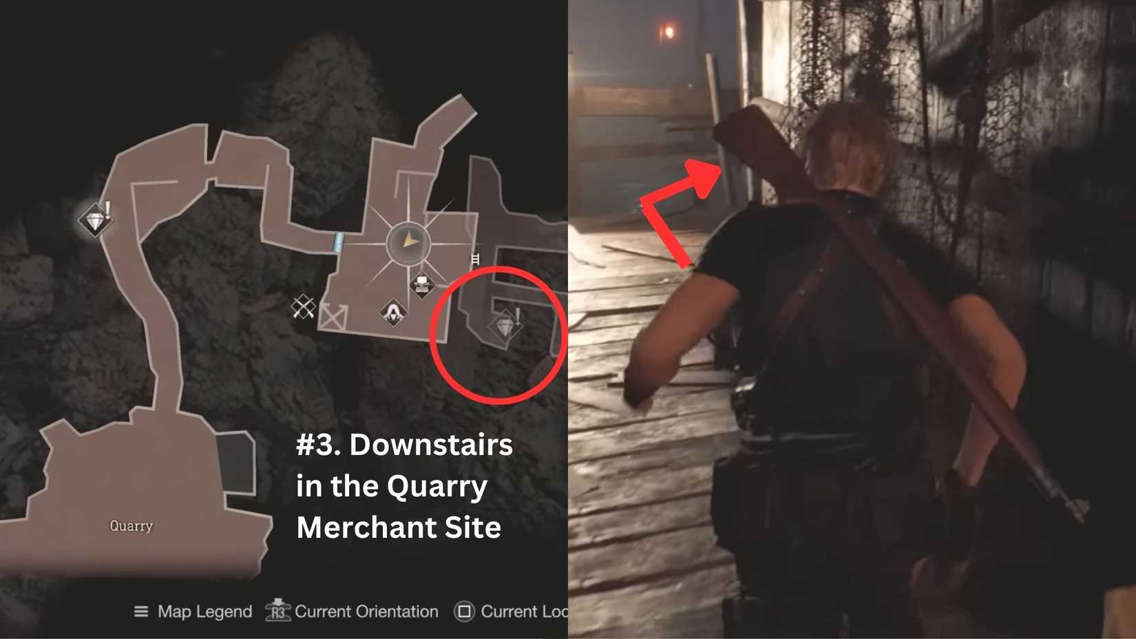 the image shows where to find the third clockwork castellan in the re4 remake.