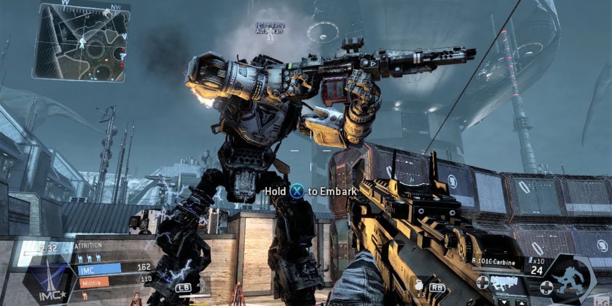 A player about to get in a Titan in Titanfall