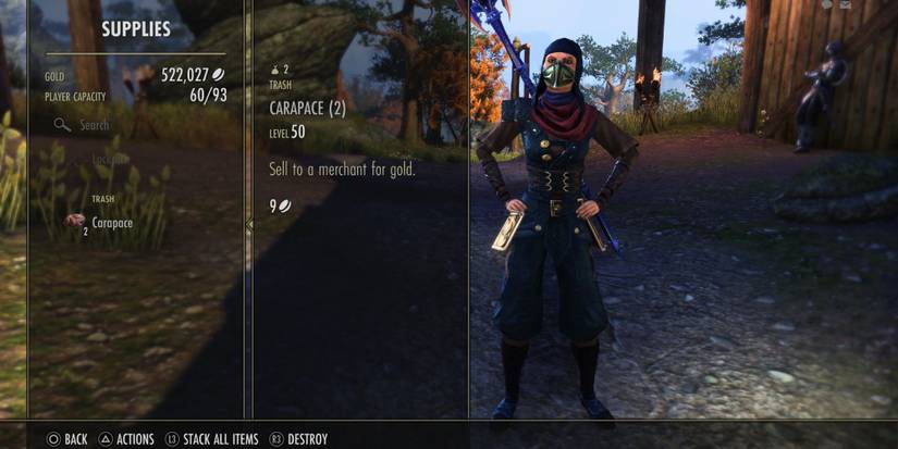 A player looking at Carapace in their inventory in the Elder Scrolls Online