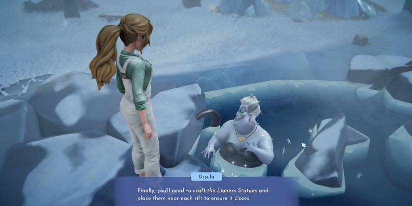 ursula talking about lioness statues in disney dreamlight valley