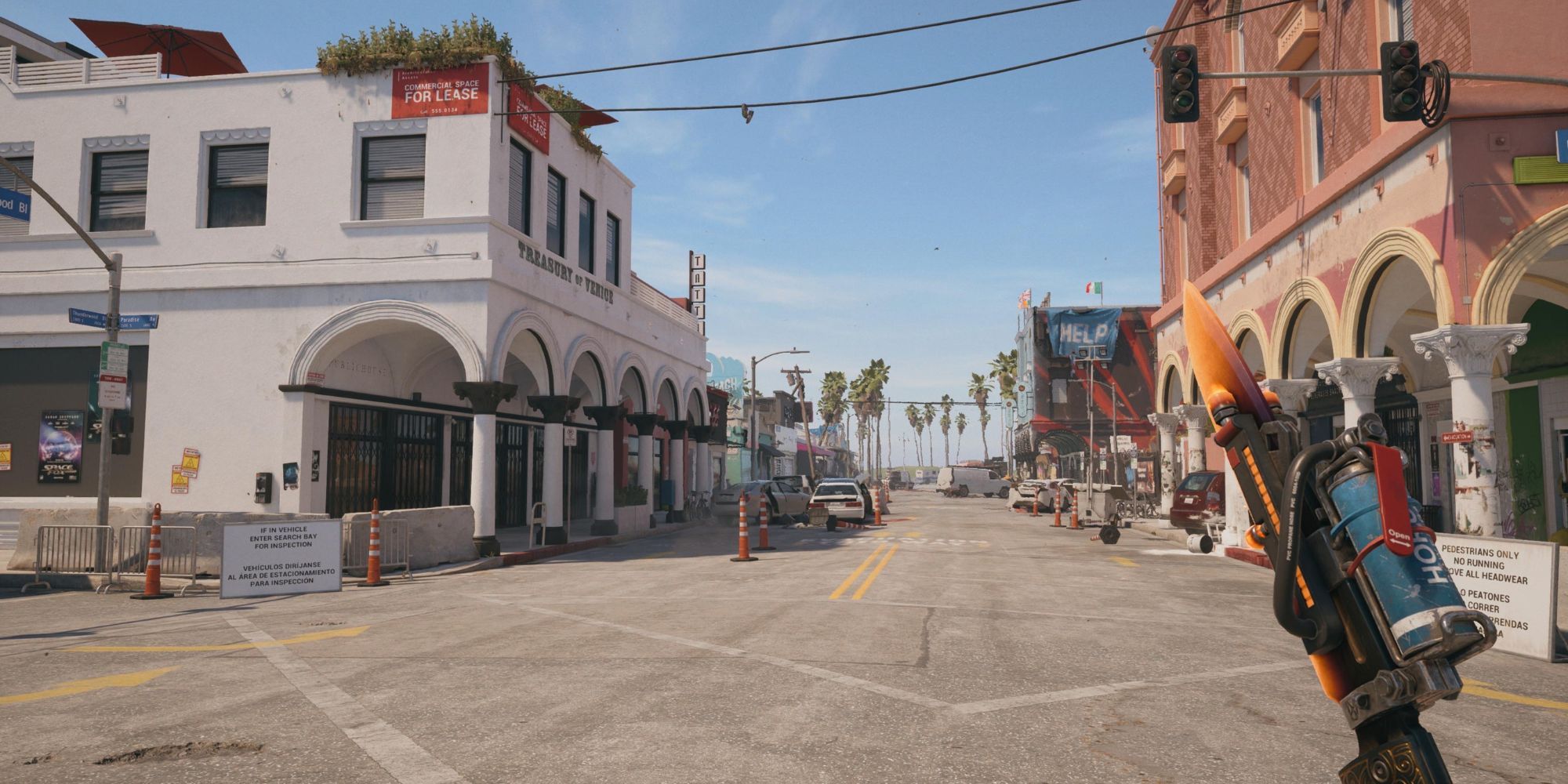 A player standing in the street of Venice Beach in Dead Island 2