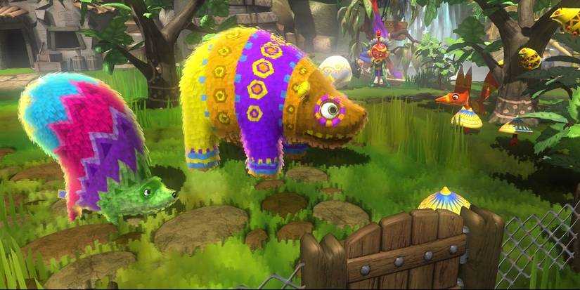 Multiple piñatas in the habitat of Viva Piñata