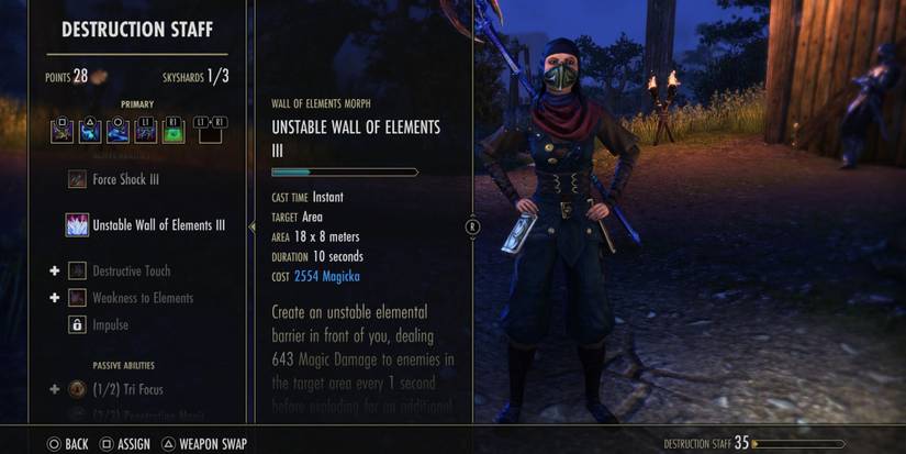 Unstable Wall Of Elements skill in Elder Scrolls Online