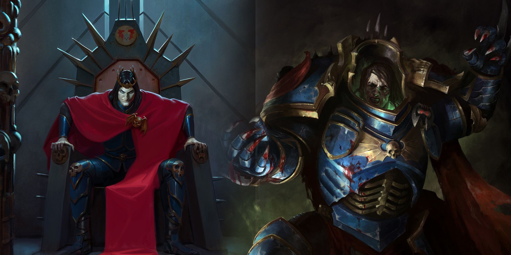 Warhammer 40k - Konrad Curze On Throne As The Night Haunter And In Primarch Armor