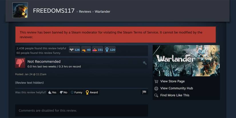 warlanders steam review user accounts restricted