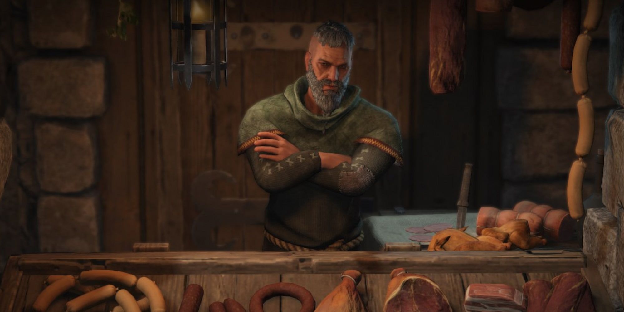 A meat vendor in Wartales