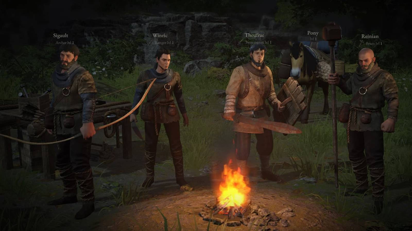 A random party in the character creation screen of Wartales