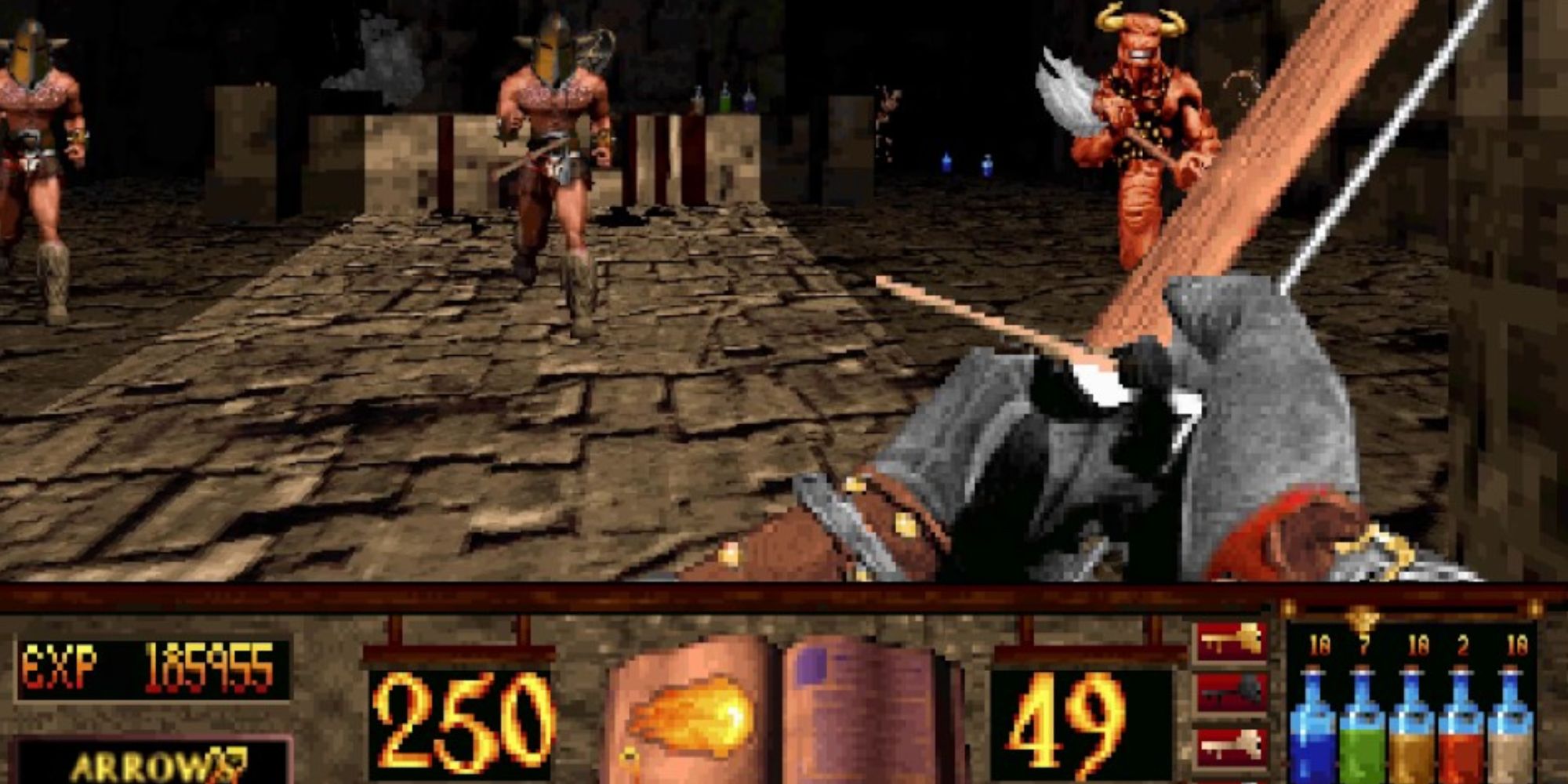 Aiming a bow and arrow in Witchaven 2 Blood Vengeance (1996)
