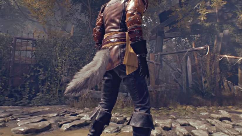 image showing leon wearing the wolf tail in the resident evil 4 remake.