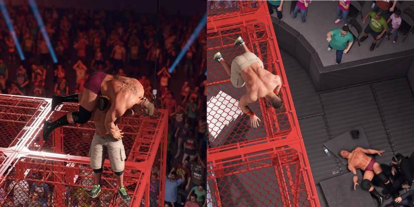 WWE 2k23 Cena with the AA from the Cell